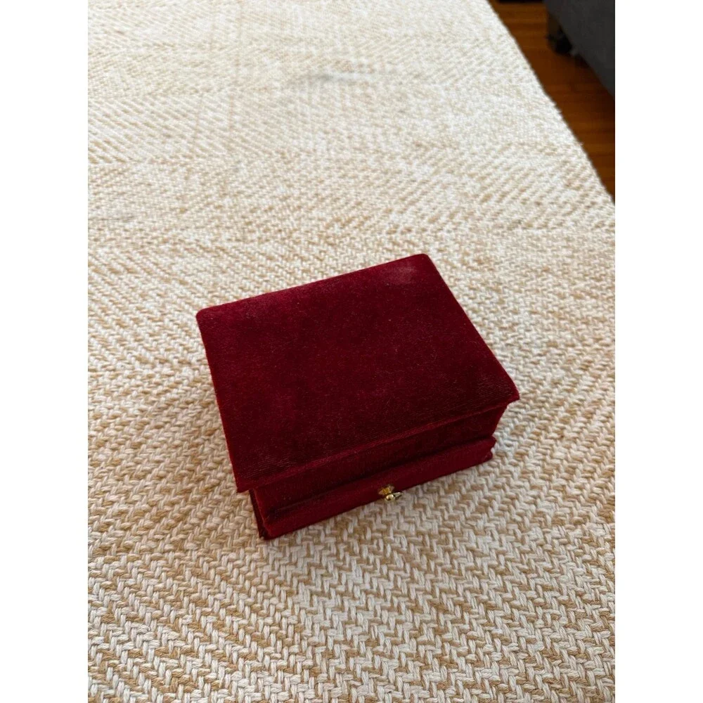 Vintage Red Velvet Jewelry Box with Mirror & Drawer